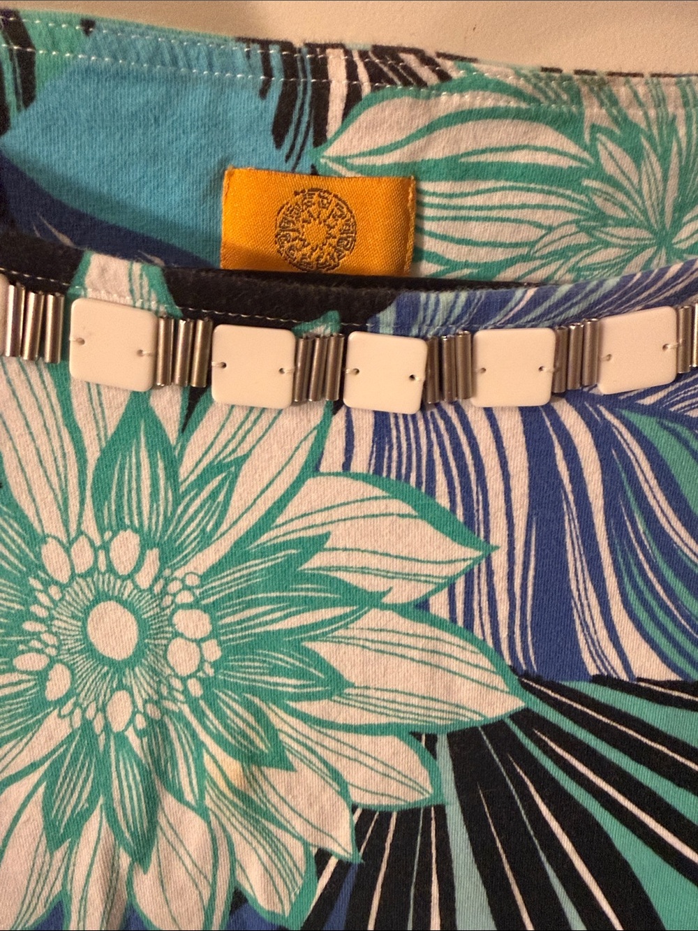 Ruby Rd. Tropical Floral Boatneck Tunic - Teal & Blue Excellent Condition. 2X - Picture 3 of 8